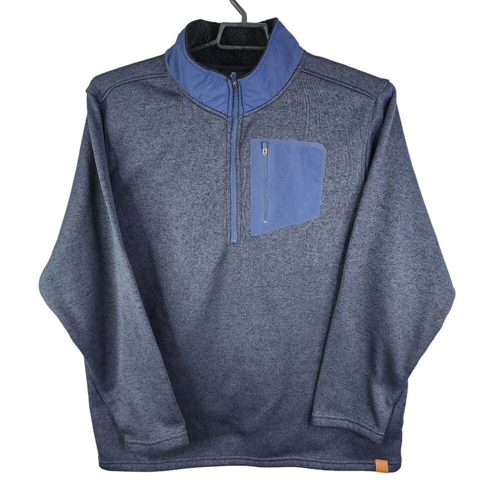 Mens Blue Old River Fleece Pullover Sweater 1/4 Zip Pocket Long Sleeve Size XXL